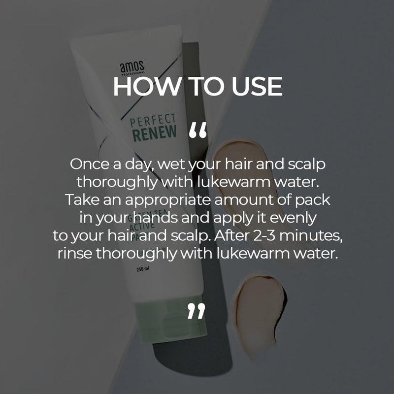 AMOS PROFESSIONAL Perfect Renew Green Tea Active Pack | Nourishing and Moisturizing Hair Mask for Hair Growth | Deep Conditioner | Korean Hair Growth Mask | K-beauty - Image 5