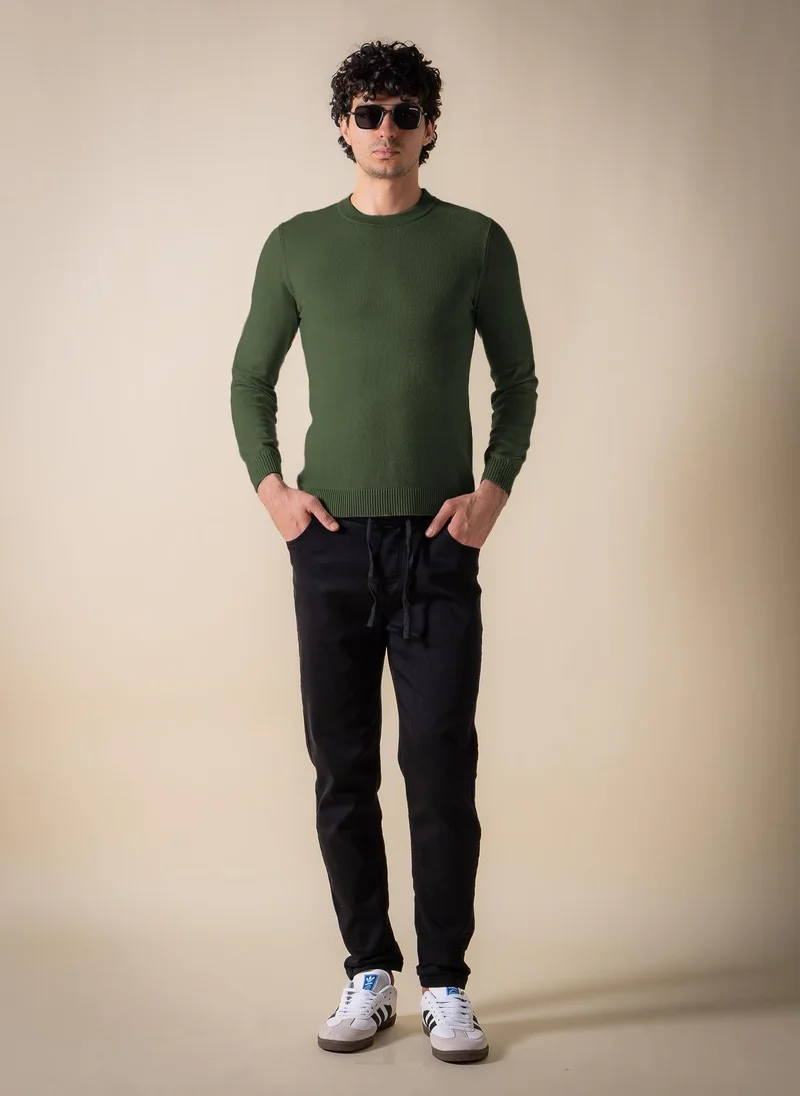 SHAPES Green KNITTED SLIM SWEATER for Men | Best Price UAE