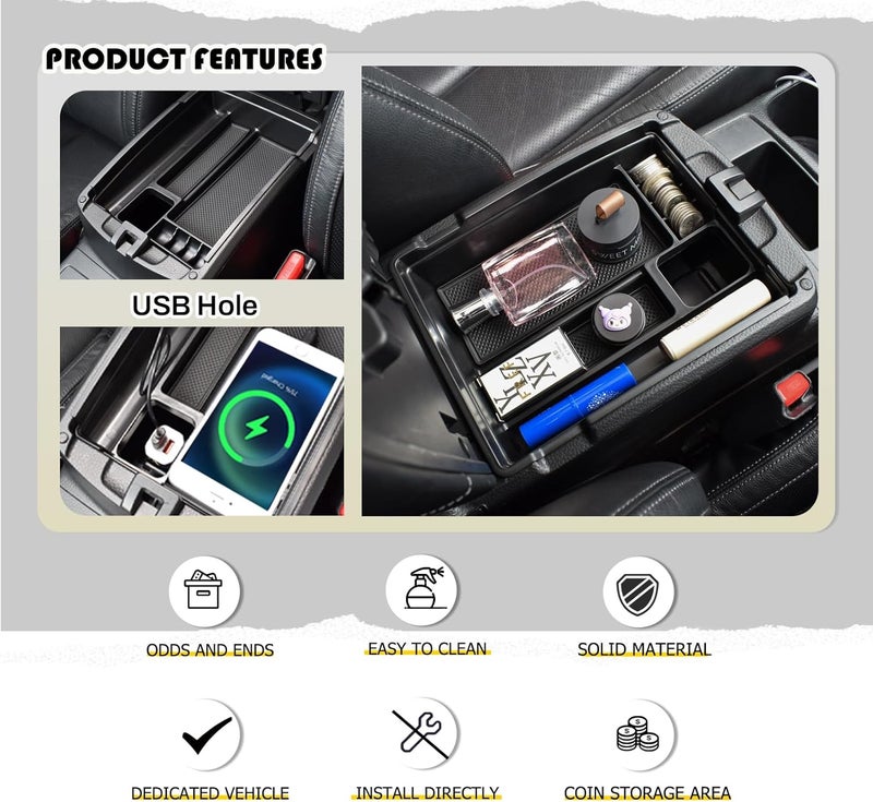 HGWEI Center Console Organizer Tray Compatible with Nissan Rogue 2014-2020 / Rogue Sport 2017-2022 / Murano 2015-2023 Interior Accessories Insert Armrest Storage Glove Box, Black - Image 4