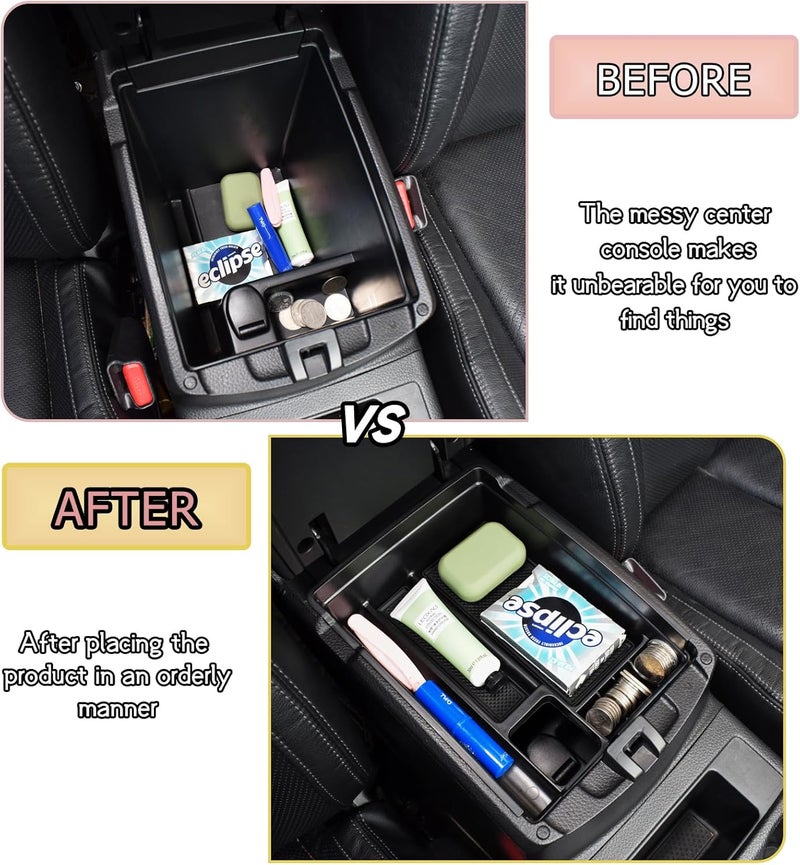 HGWEI Center Console Organizer Tray Compatible with Nissan Rogue 2014-2020 / Rogue Sport 2017-2022 / Murano 2015-2023 Interior Accessories Insert Armrest Storage Glove Box, Black - Image 3