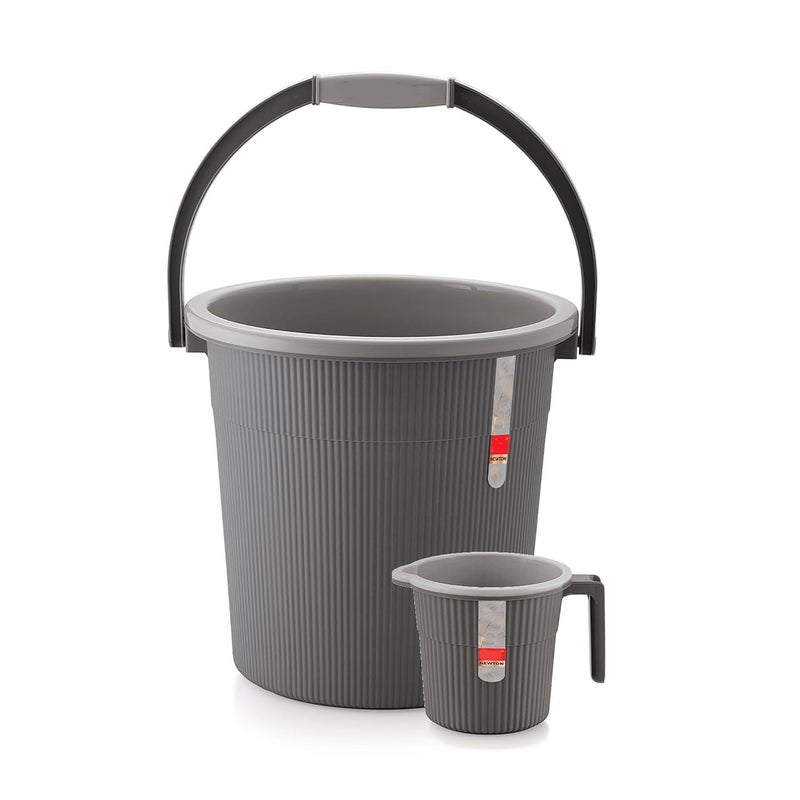 WIAA Bucket with Mug Combo Bathroom Set 20 Liter Bucket 1 Liter Mug Dark Grey - Image 1