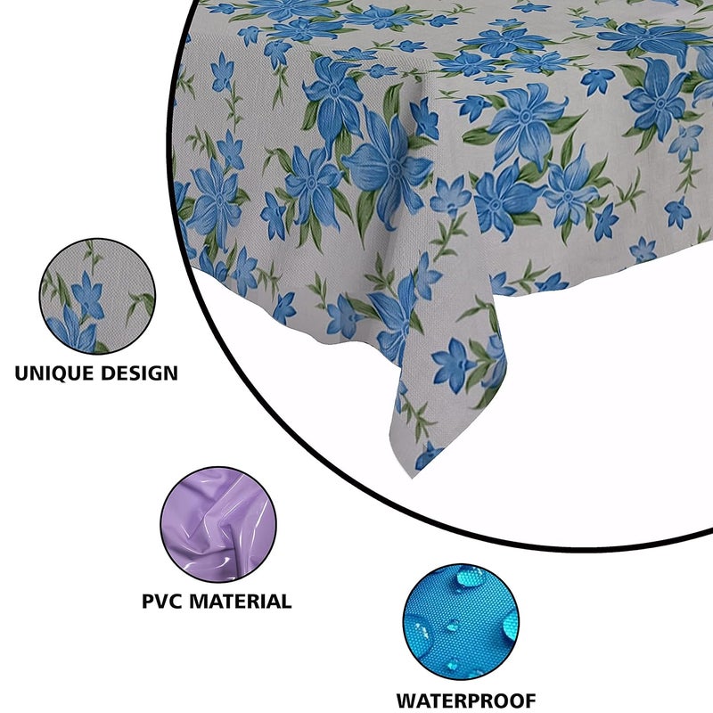 Wings Star Dining Table Cover for 6 to 8 Seater 60 x 90 inch Size Waterproof and Dustproof Flower Blue 60x90 inch 68 Seater - Image 4