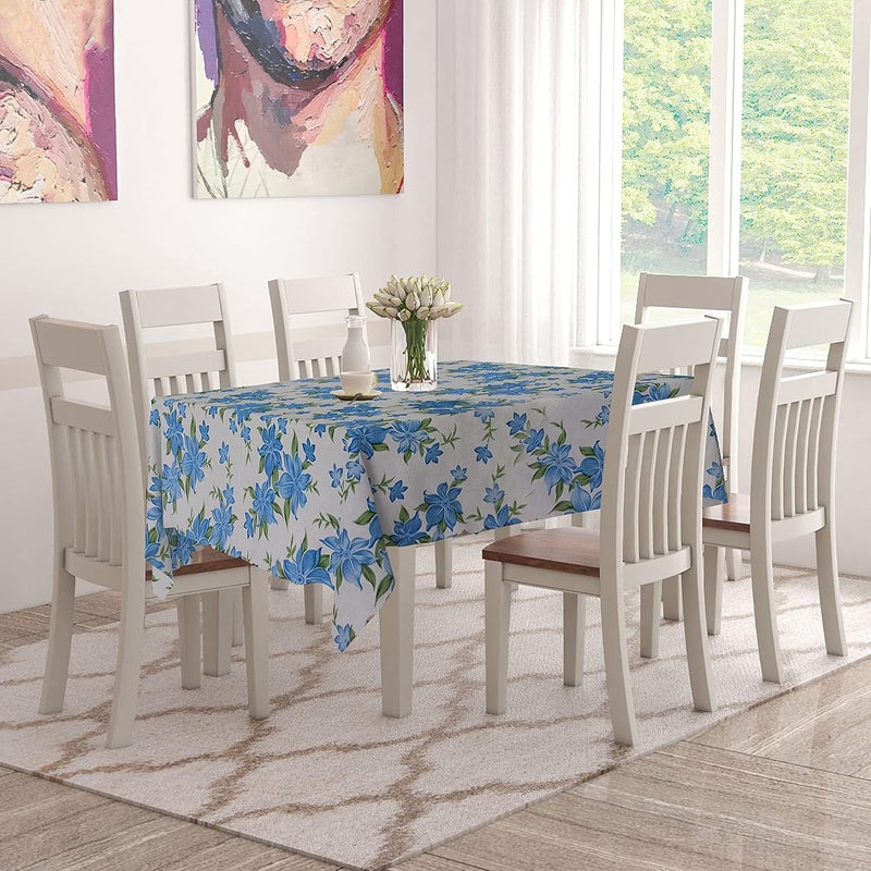 Wings Star Dining Table Cover for 6 to 8 Seater 60 x 90 inch Size Waterproof and Dustproof Flower Blue 60x90 inch 68 Seater - Image 2