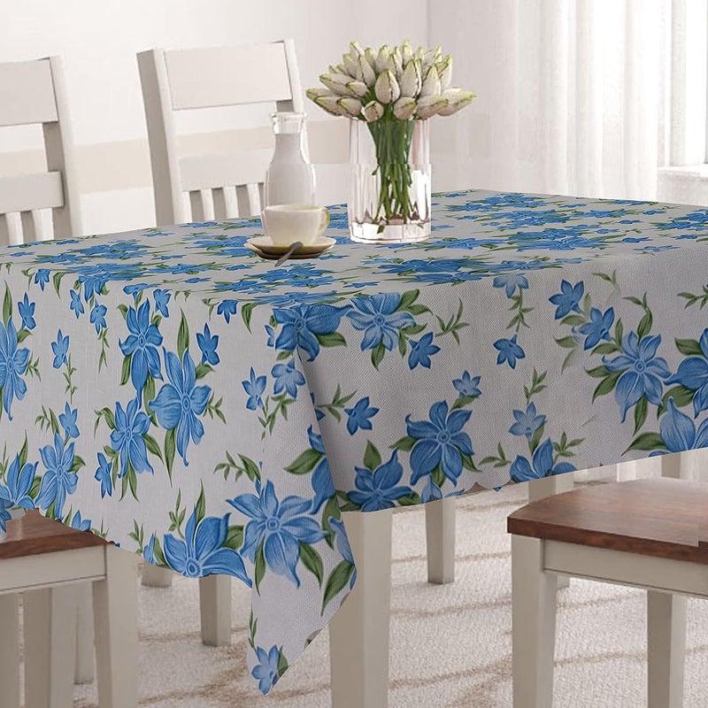 Wings Star Dining Table Cover for 6 to 8 Seater 60 x 90 inch Size Waterproof and Dustproof Flower Blue 60x90 inch 68 Seater - Image 1