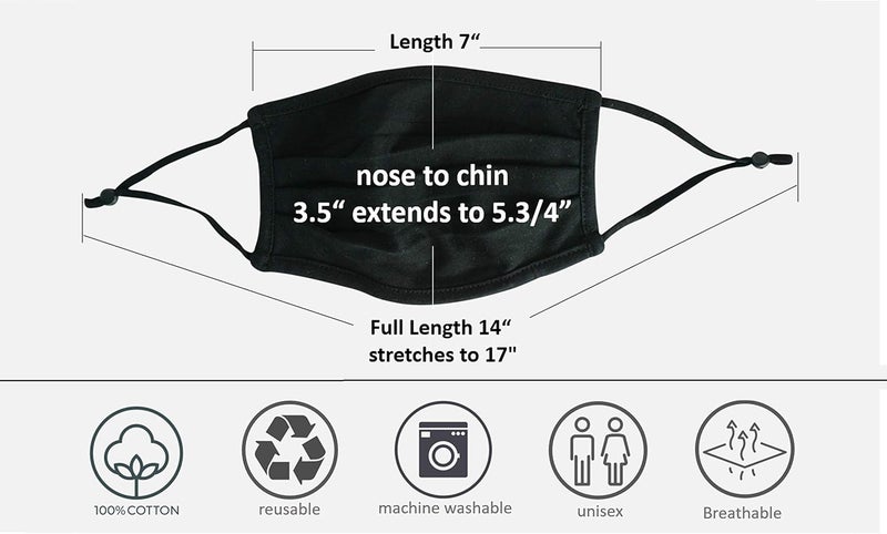 Simlu Unisex Reusable Fabric Face Mask, 2 Layer, Washable, Black Face Mask - Image 5
