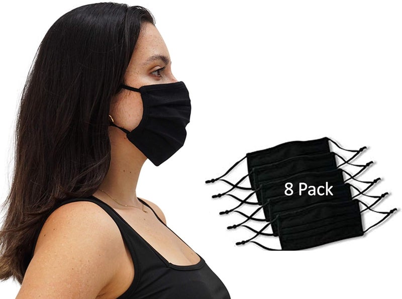 Simlu Unisex Reusable Fabric Face Mask, 2 Layer, Washable, Black Face Mask - Image 1