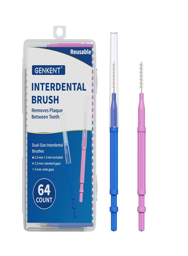 GENKENT Interdental Brushes for Braces 64 Pieces, Interdental Brushes Between Teeth for Braces Flossers (2 Sizes) - Image 1