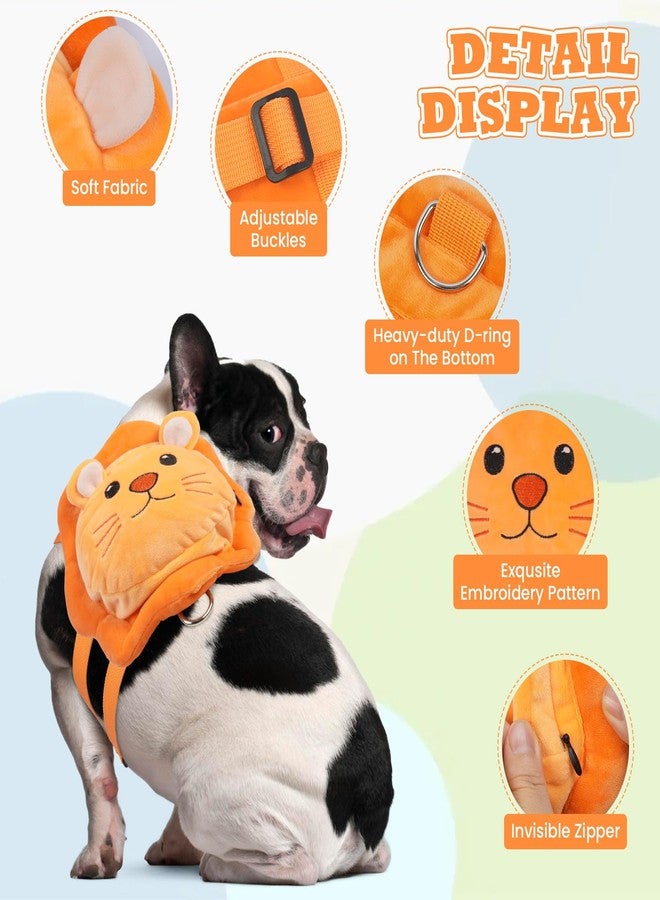 ROZKITCH Dog Backpack Harness, Soft and Adjustable Pet Saddle No Pull Bag with D-Ring for Small Medium Dogs, Cute Lion Design for Outdoor Travel, Walking, and Hiking Animal Self Carrier Bag M - Image 2