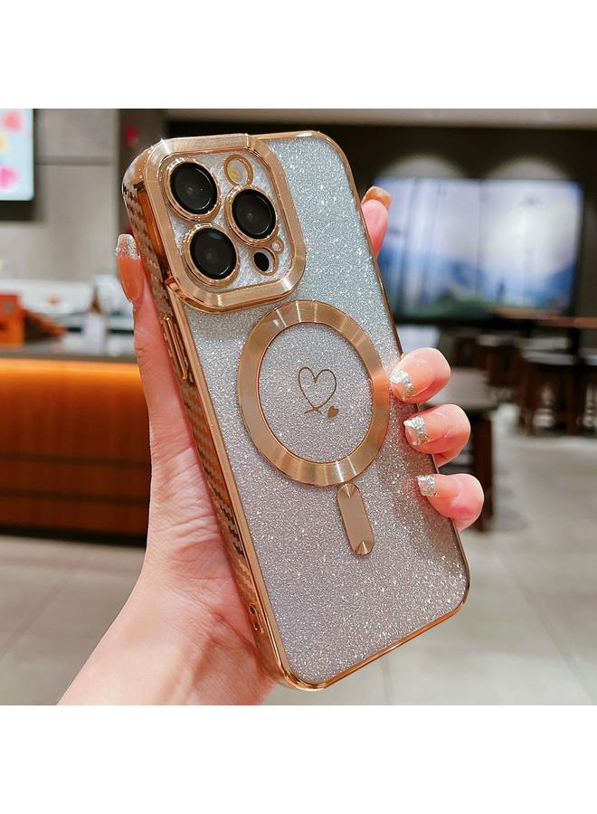 اس-توب جراب هاتف iPhone 13 Pro Loves Gradent Glitter مصنوع من ألياف الكربون Magsafe TPU - Image 1