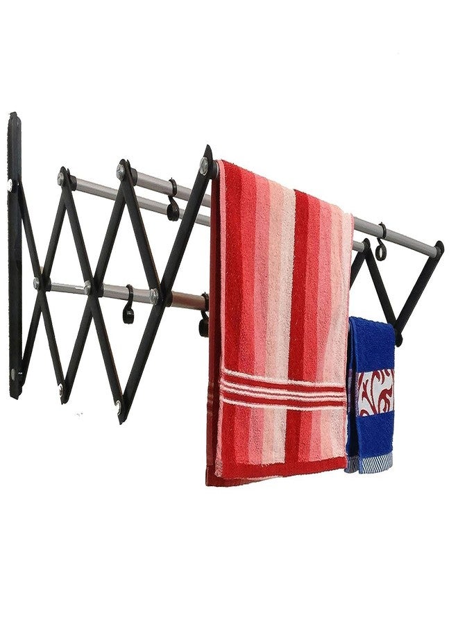 PRETOX Powder Coated Steel Foldable & Rust Proof Wall Mount Cloth Drying Stand Stainless Steel Wall Mounting Foldable Clothe Drying Stand Rack Towel Drying Hanger (Medium Mounted Cloth Stand 30'' in) - Image 2