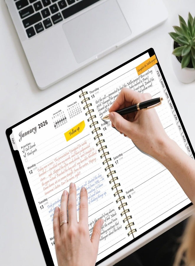 ZTX 2026 Planner Weekly and Monthly Planner Calendar,Jan 2026-Dec 2026.Wirebound,Laminated Tabs,Storage Pocket,for Teachers,Students,Women & Men,A5 size,Black - Image 4
