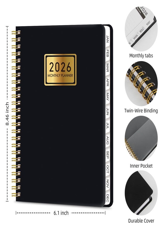 ZTX 2026 Planner Weekly and Monthly Planner Calendar,Jan 2026-Dec 2026.Wirebound,Laminated Tabs,Storage Pocket,for Teachers,Students,Women & Men,A5 size,Black - Image 3