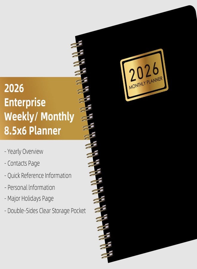 ZTX 2026 Planner Weekly and Monthly Planner Calendar,Jan 2026-Dec 2026.Wirebound,Laminated Tabs,Storage Pocket,for Teachers,Students,Women & Men,A5 size,Black - Image 5