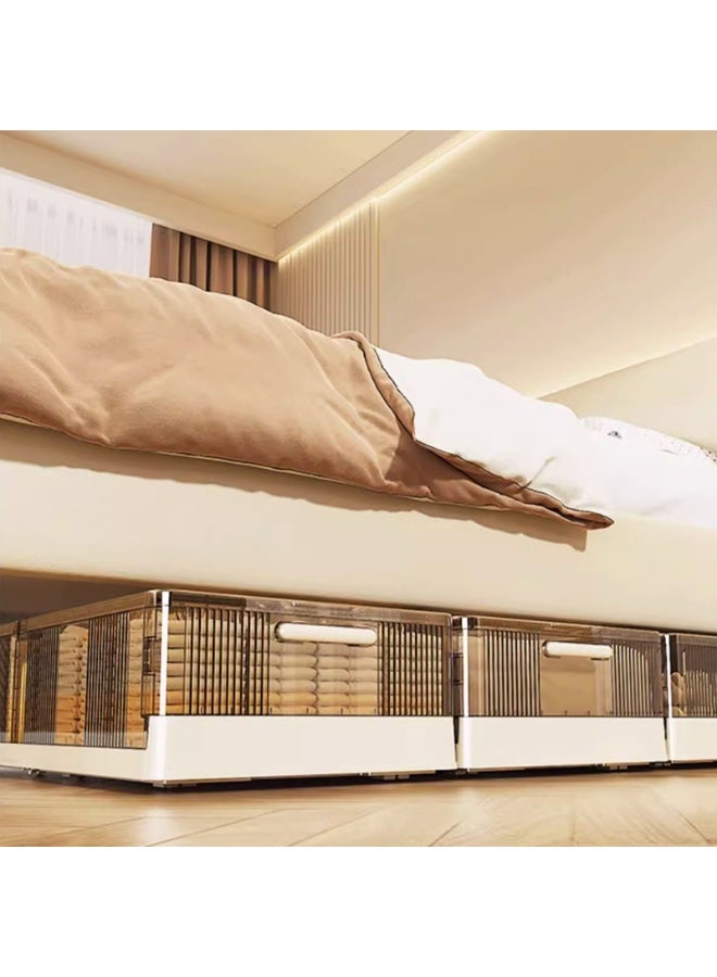 Noon East Clear Plastic Under Bed Storage Containers Bins with Lids and Wheels for Clothes Shoes Bedroom, Medium 82 x 40 x 15 cm - Image 3