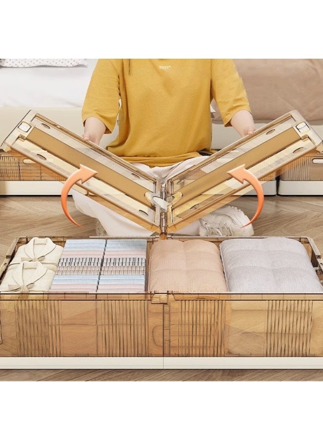 Noon East Clear Plastic Under Bed Storage Containers Bins with Lids and Wheels for Clothes Shoes Bedroom, Medium 82 x 40 x 15 cm - Image 4