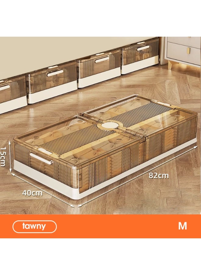 Noon East Clear Plastic Under Bed Storage Containers Bins with Lids and Wheels for Clothes Shoes Bedroom, Medium 82 x 40 x 15 cm - Image 2