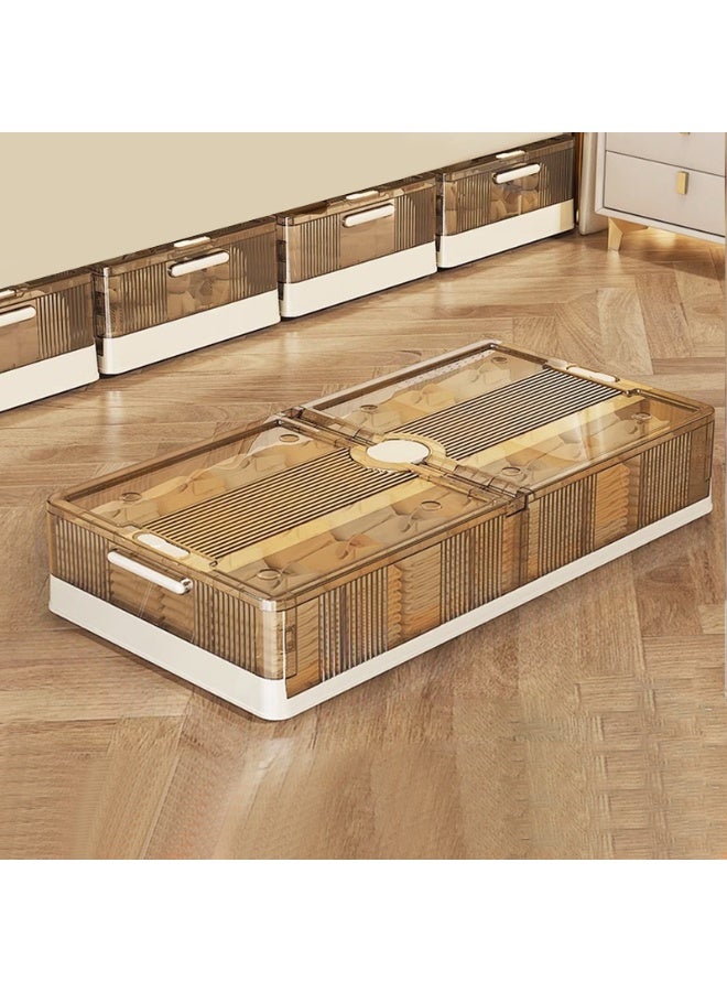 Noon East Clear Plastic Under Bed Storage Containers Bins with Lids and Wheels for Clothes Shoes Bedroom, Medium 82 x 40 x 15 cm - Image 1