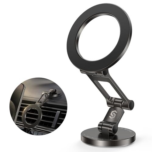 Syncwire Fits MagSafe Car Mount for Car DashTesla ScreenAllMetal Magnetic Phone Holder Flexible Threeaxis360 Rotation Car Mount Strong Magnets Car Phone Holder for iPhone 17 16 15 14 Pro Max - Image 1