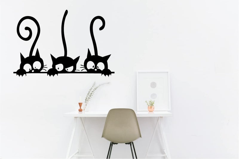 Decaltor Wall PVC Wall Sticker Decal Quote Art Vinyl Cat Pattern 8''×12' Black - Image 2