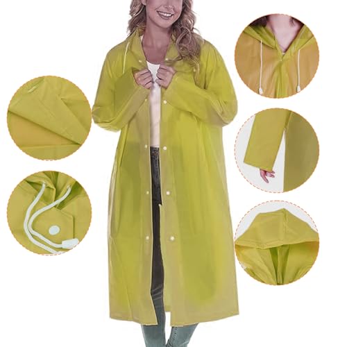 HACER EVA Waterproof Unisex Rain Coat Hooded Full Sleeves Outdoor Men, Women, Boys & Girls Rainwear Poncho Raincoat for Camping, Hiking & Travelling (Olive Green) - Image 3