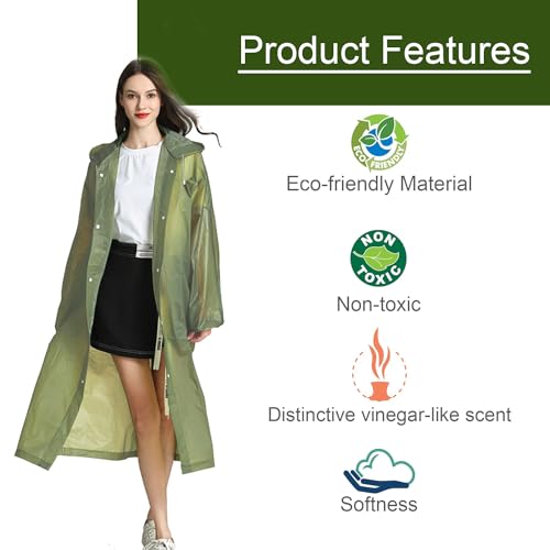 HACER EVA Waterproof Unisex Rain Coat Hooded Full Sleeves Outdoor Men, Women, Boys & Girls Rainwear Poncho Raincoat for Camping, Hiking & Travelling (Olive Green) - Image 2