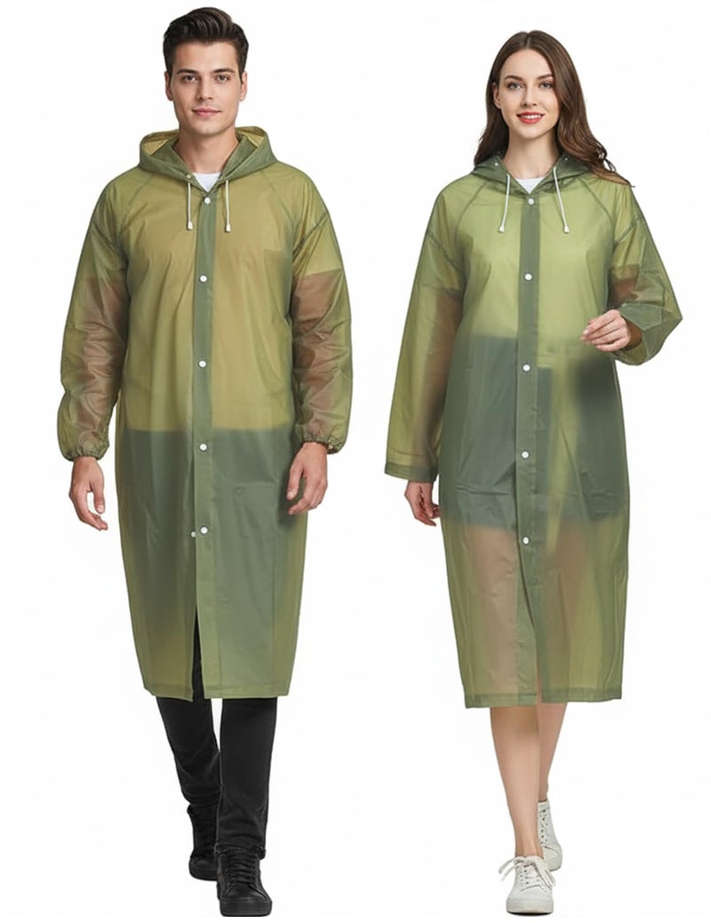 HACER EVA Waterproof Unisex Rain Coat Hooded Full Sleeves Outdoor Men, Women, Boys & Girls Rainwear Poncho Raincoat for Camping, Hiking & Travelling (Olive Green) - Image 5