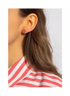 TB Tory Burch Women's Lacquered Raised Logo Stud Earrings - Red/Gold  - Image 2