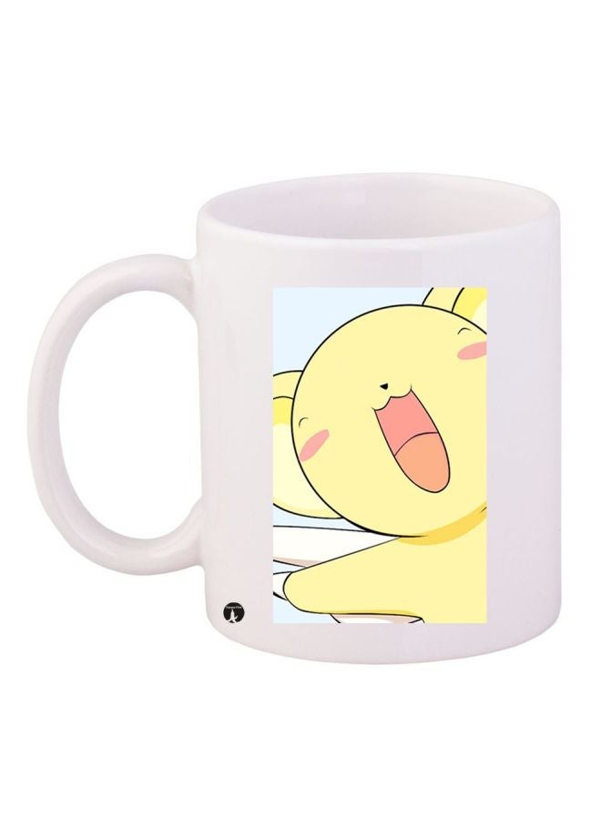 Cartoon Printed Coffee Mug White/Yellow/Blue 11ounce