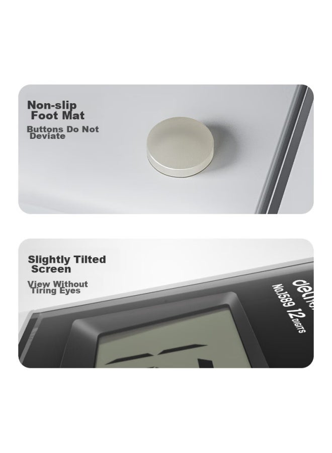 Deli Dual Power Fashion Calculator, Slim Body Tablet Keyboard Desktop Calculator, Office Supplies, White 1589 - Image 3