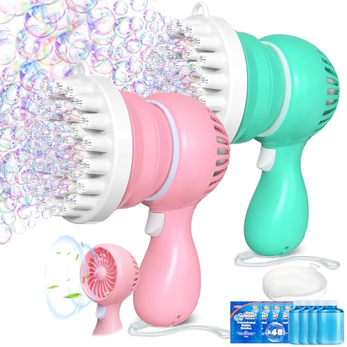 Sloosh 2 PCS TapeC Charging Bubble Gun Toy for Ages 38 Boys Girls with Removable Fan Bubble Solution Bubble Machine Gun for Kids Adults Summer Toys Party Favors Easter Birthday Gift Outdoor - Image 1