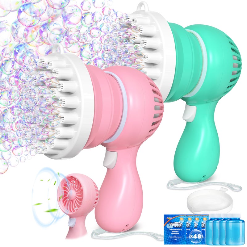 Sloosh 2 PCS TapeC Charging Bubble Gun Toy for Ages 38 Boys Girls with Removable Fan Bubble Solution Bubble Machine Gun for Kids Adults Summer Toys Party Favors Easter Birthday Gift Outdoor - Image 3