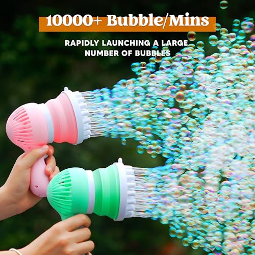 Sloosh 2 PCS TapeC Charging Bubble Gun Toy for Ages 38 Boys Girls with Removable Fan Bubble Solution Bubble Machine Gun for Kids Adults Summer Toys Party Favors Easter Birthday Gift Outdoor - Image 5