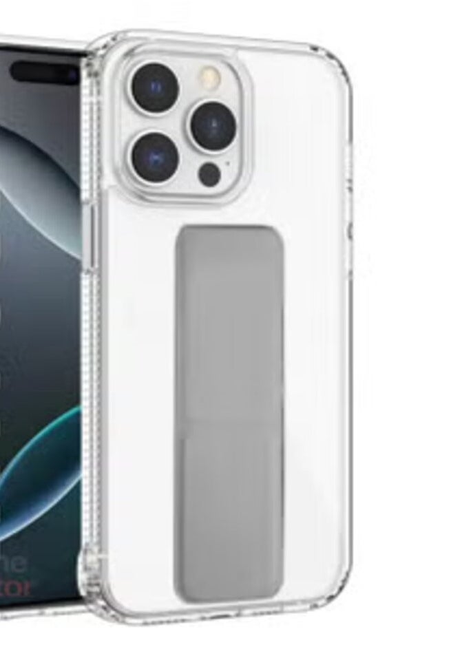 Generic - iPhone 14 Pro Protective Case with Built-in Magnetic Grip Clear/Grey - Image 1