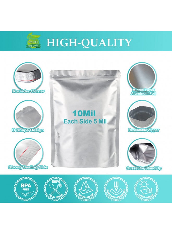 SHXWELL 100 قطعة أكياس مايلار لتخزين الطعام مع 150x400cc ماصات الأكسجين وملصقات، بسماكة 10 ميل 3 أحجام (1 جالون، 1 ربع، 1/2 باينت) - قابلة للوقوف، قابلة لإعادة الإغلاق وقابلة للختم بالحرارة لتخزين الطعام على المدى الطويل - Image 3