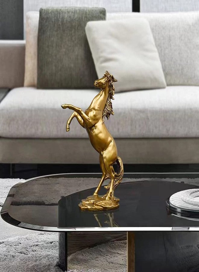 FUNSXBUG Gold Horse Statue Figurines - Resin Standing Fighting Horse Sculpture Home Office Decoration Tabletop Decor Ornaments - Image 4