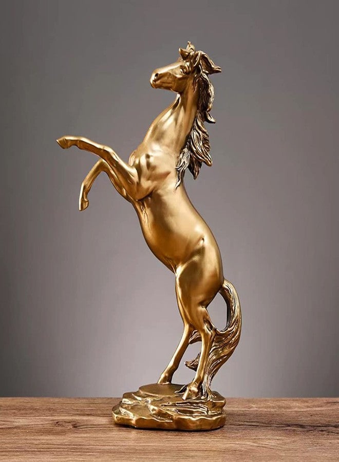 FUNSXBUG Gold Horse Statue Figurines - Resin Standing Fighting Horse Sculpture Home Office Decoration Tabletop Decor Ornaments - Image 2