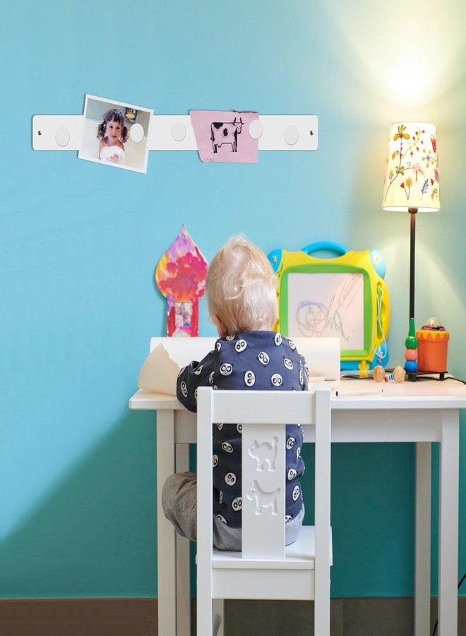 Three by Three Seattle 28 x 2.5 Inch Metal Strip Frameless Magnetic Bulletin Board (3 Pack) with 15 Large Magnets for Memos, Photos, Lists, and More in Office, Home, or School Décor (White) - Image 3
