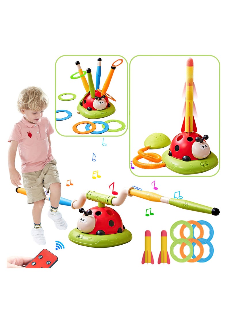 Excefore لعبة قفز ورمي موسيقية 3 في 1، لعبة قاذف صواريخ للأطفال، ألعاب خارجية للأطفال مع جهاز تحكم عن بعد، ألعاب داخلية وخارجية للأطفال من سن 4-8، هدايا للأطفال من سن 5-7 - Image 1