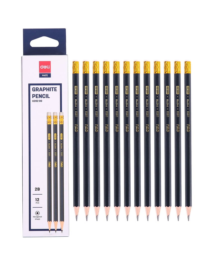 Deli 12-Piece 2B Graphite Hexagonal Pencils - Image 1