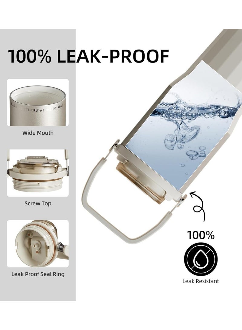 TKK 24 oz Ceramic Coated Tumbler with Straw Lid, 18/10 Stainless Steel Vacuum Leakproof Double Walled Car Cup with Handle & Tea Infuser& Dishwasher Safe, for Hot & Cold Drinks,Porcelain White - Image 4