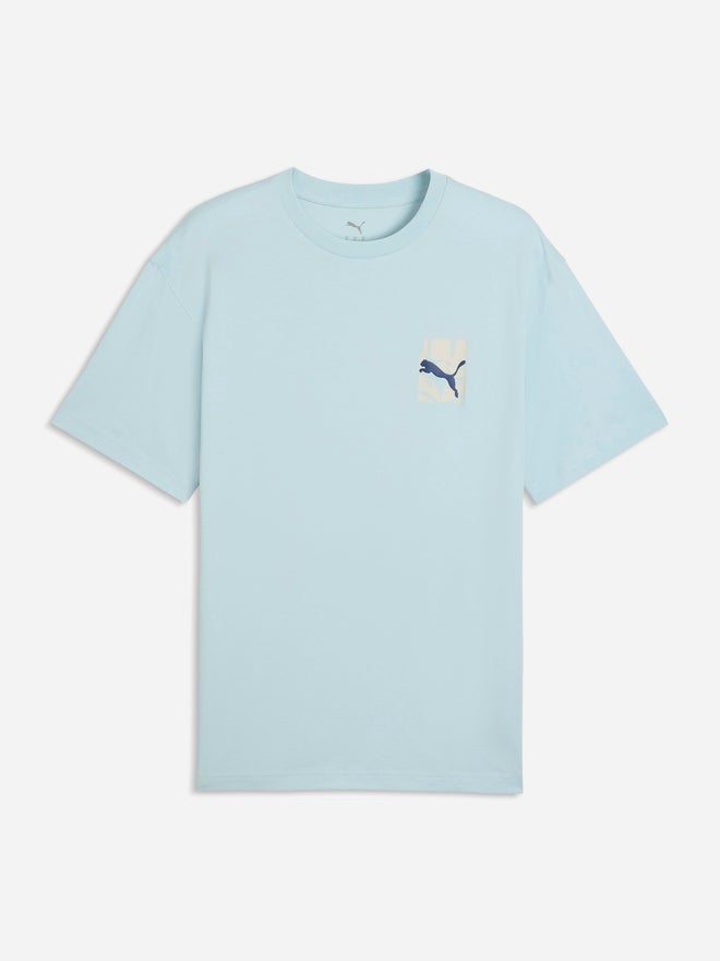PUMA تي شيرت بولوما للرجال باللون الأزرق مع شعار جرافيك بقصة مريحة - Image 1