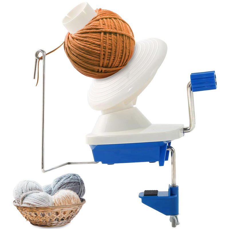 NATGAI Yarn Winder Manual Wool Winder Holder for Crocheting with Lower Noise Make Neat 35OZ Yarn Cake Blue