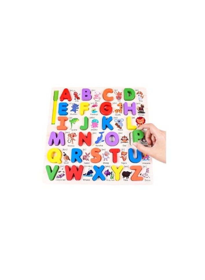 Alphabet and Number Puzzle, Kids Early Development Toy, 3D Wooden Alphabet and Number set - Image 2