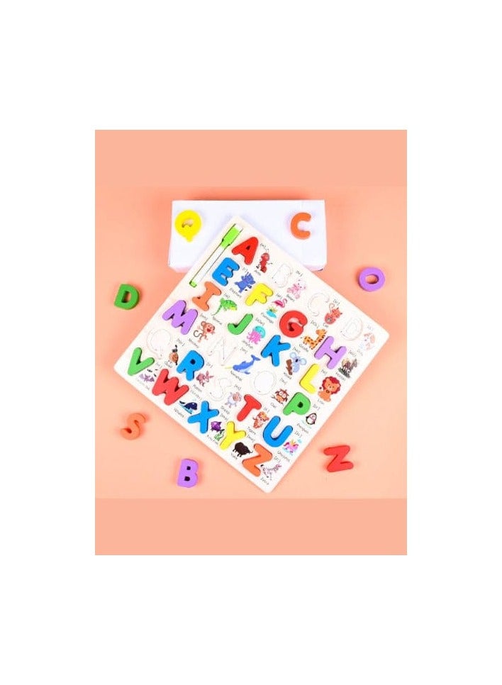 Alphabet and Number Puzzle, Kids Early Development Toy, 3D Wooden Alphabet and Number set - Image 4