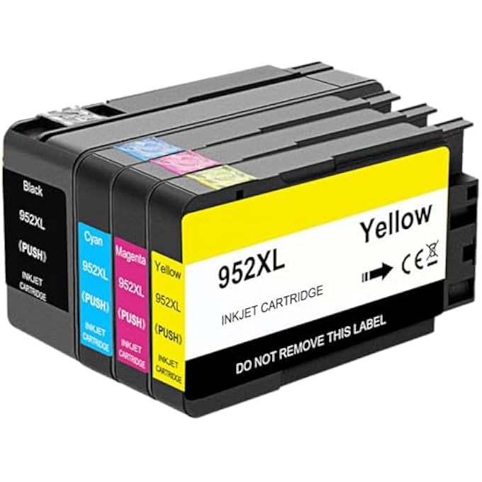 COMPATIBLE INK CARTRIDGE REPLACEMENT FOR HP 952XL 952 XLFOR OFFICEJET PRO 8710 8720 7740 8210 8715 7720 8702 8725 8740 8730 8700 8200 8745 PRINTERS (1 BLACK 1CYAN 1MAGENTA 1YELLOW) - Image 1