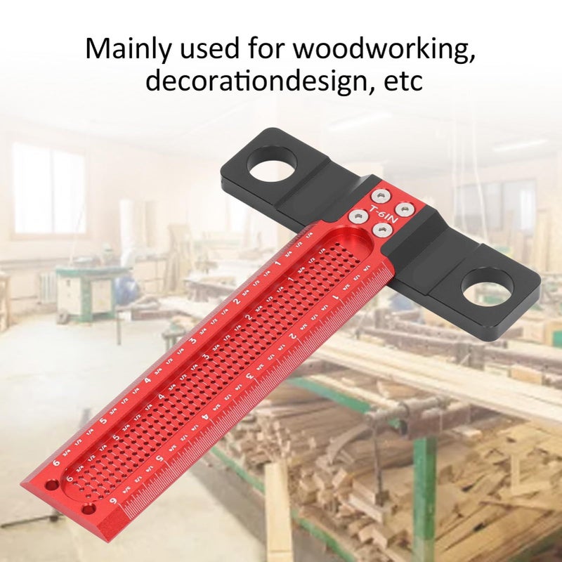 Aluminum Alloy T Type Scriber Gauge Hole Marking Ruler Woodworking Scriber Marking Line Tool For Drill Press Table Saw 6 Inch - Image 3
