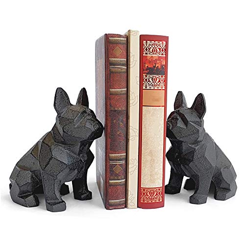 Ambipolar Dog Decor Bookends, Geometric Bookends to Hold Books Heavy Duty for Office Desk, Vintage Antique Black Home Decor, Shelf Decor, Modern Living Room Decor - Image 1