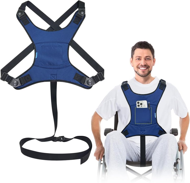 AOSSA Wheelchair Harness, Safety Belt for Elderly Fall Prevention, Wheelchair Seatbelt Restraints for Dementia Patients, Disabled, Wheel Chair Vest, Adjustable Torso Support Straps Prevent Sliding - Image 1