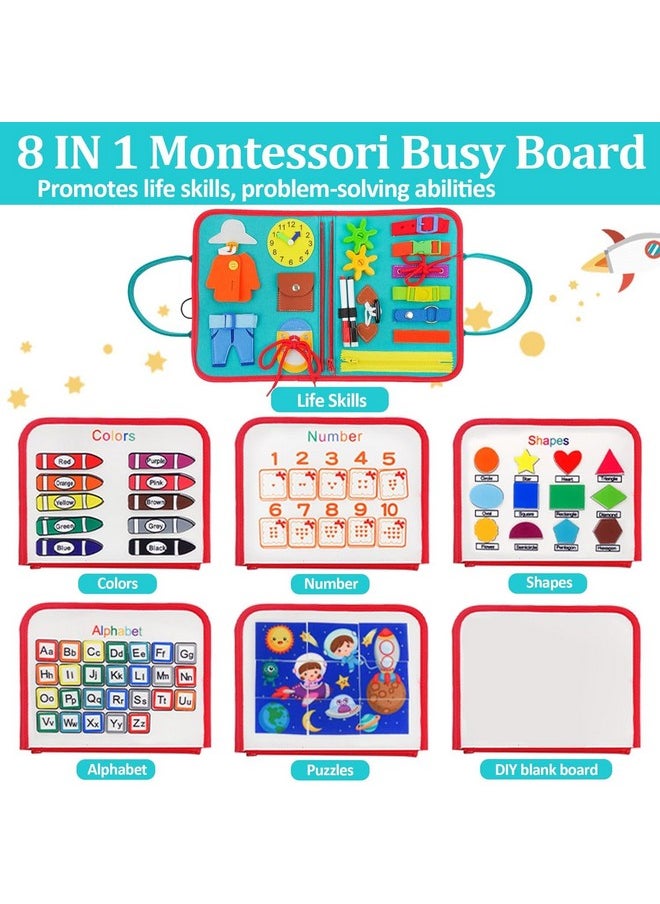 KolorFish - KolorFish Busy Board for Toddlers,Montessori Toys for Boys Girls 1 2 3 Year Old,Early Educational Activity Baby Sensory Toy,Autism Busy Book Travel Toys for Kids 3 4 5 6 7 Year Old (Space Blue) - Image 1