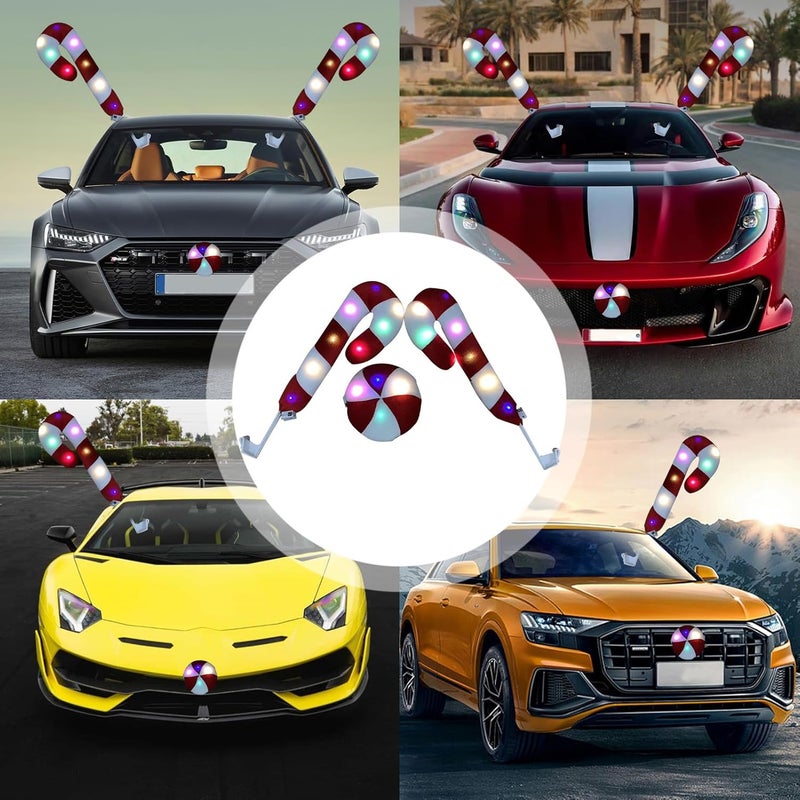ويندفورج كرافت طقم تزيين السيارة بقرون غزال عيد الميلاد - زي غزال عيد الميلاد لتزيين السيارة - زينة السيارة بقرون وأنف غزال، طقم تزيين السيارة بالرنة، شاحنة بوراتو - Image 4